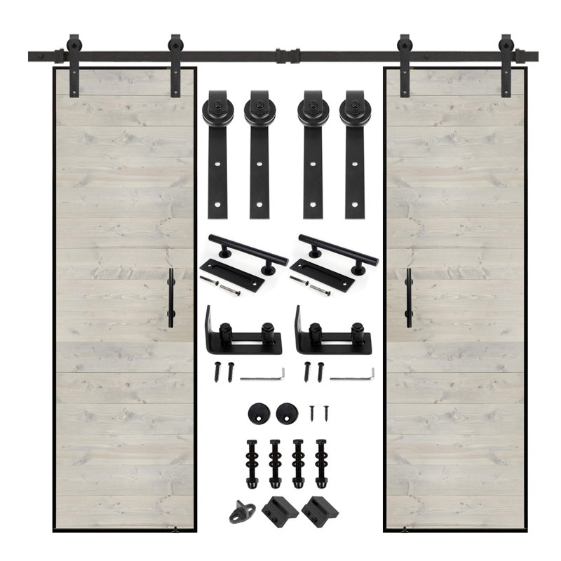 S&Z TOPHAND Wood Double Barn Door with Installation Hardware Kit 7